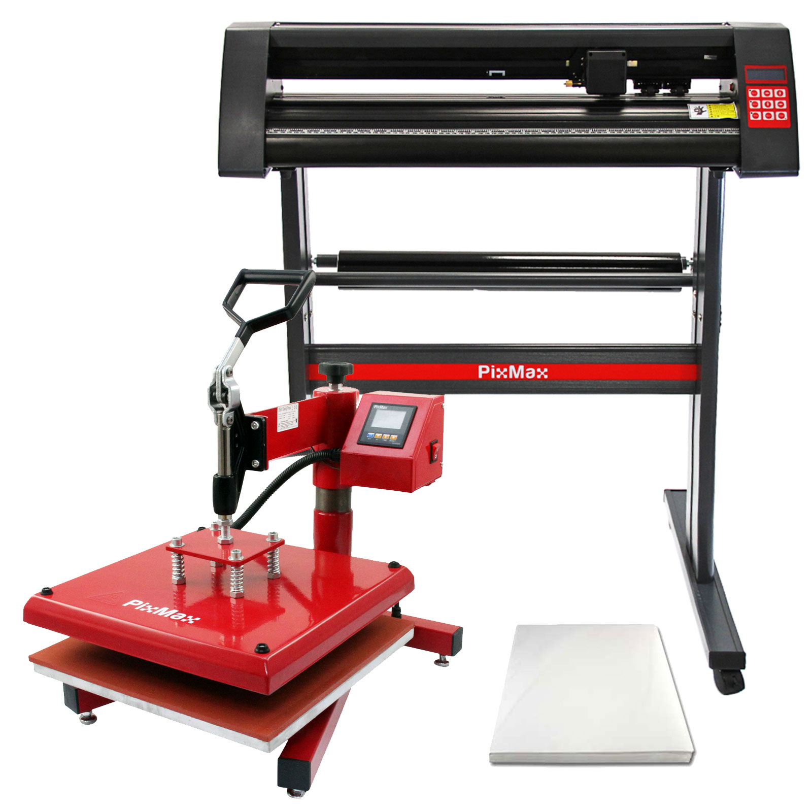 PixMax T-Shirt Sublimation Heat Press Machine, 38cm x 38cm Clam, Red