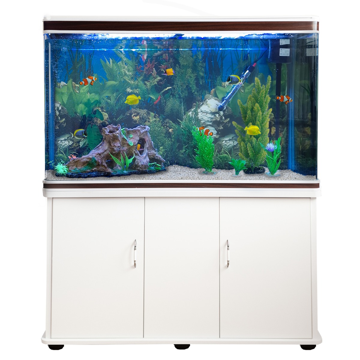 Aquarium Fish Tank & Cabinet with Complete Starter Kit – White Tank ...